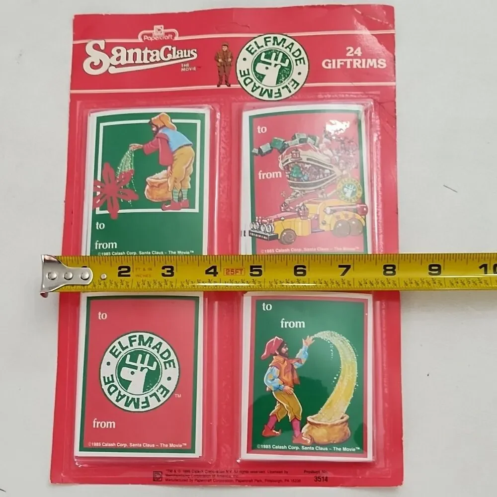 Vintage Papercraft Santa Claus Elfmade 24 Christmas Gift Tags  Multicolor 1980s